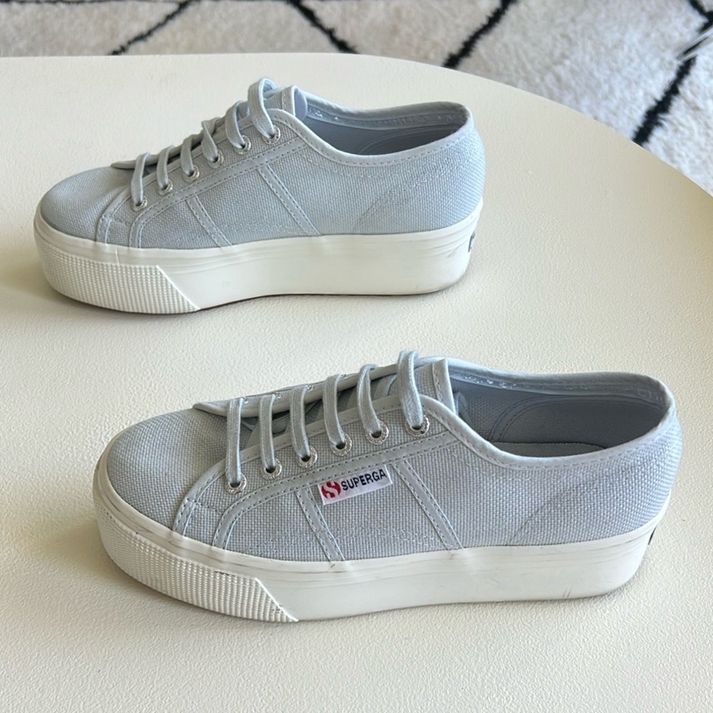 Superga Blue Canvas Platform Sneakers